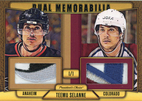 Teemu Selanne (Anaheim & Colorado) Dual Memorabilia 1/1