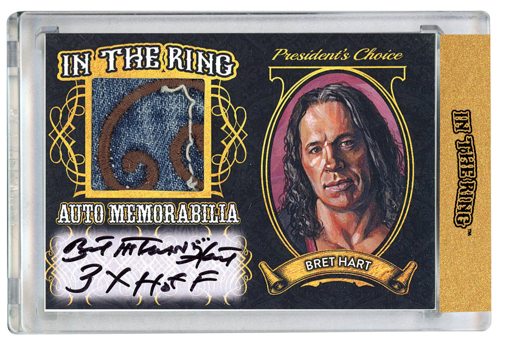 Bret Hart #2 In the Ring Auto/Memo Gold Card with Inscription 1/1