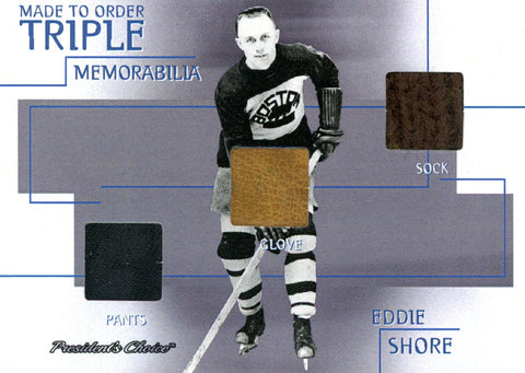 Eddie Shore 1/1 Made To Order Triple Memorabilia