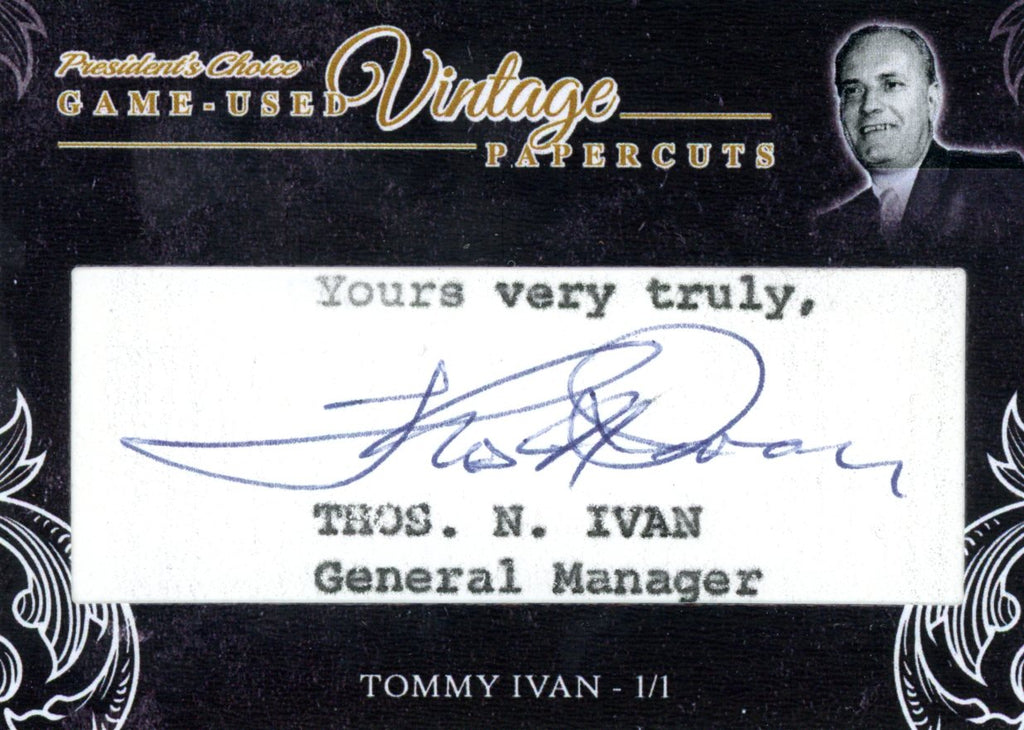 Tommy Ivan Vintage PaperCuts #'d 1/1